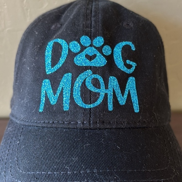 Dog Mom Black Blue Glitter‎ Canvas Baseball Hat OS - Picture 3 of 6